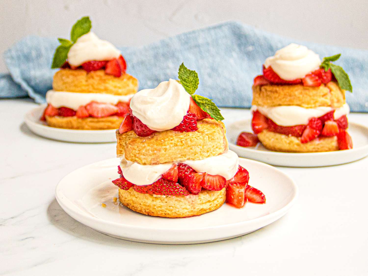3 pieces of strawberry shortcake